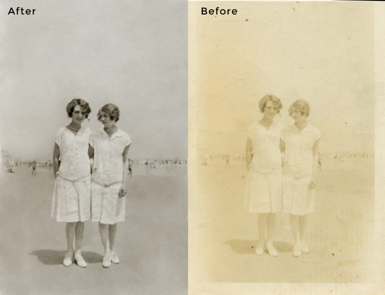 Girls on Beach Photo Restoration