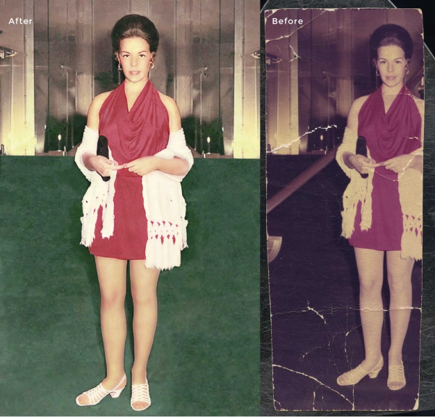 Woman Standing Photo Restoration