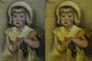 Girl with Doll Painting Restoration